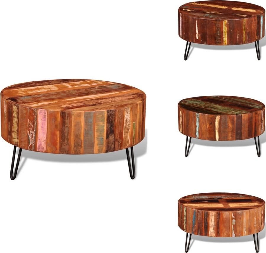 VidaXL Salontafel Salon Tafel Salon Tafels Salontafel rond massief gerecycled hout