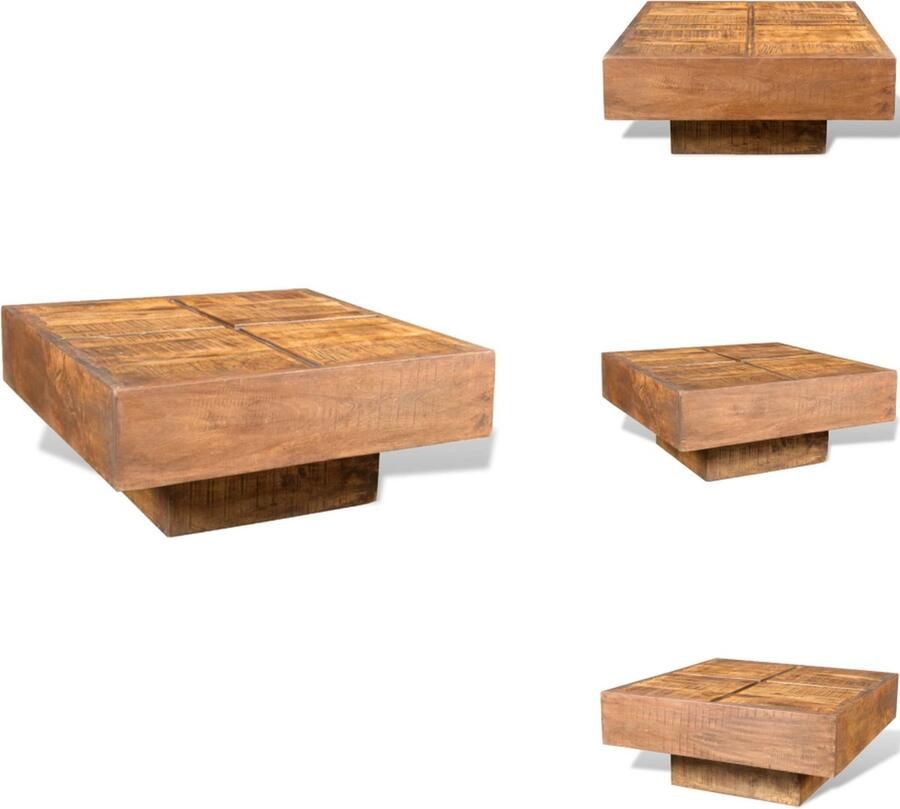 VidaXL Salontafel Salon Tafel Salon Tafels Salontafel vierkant massief mangohout bruin