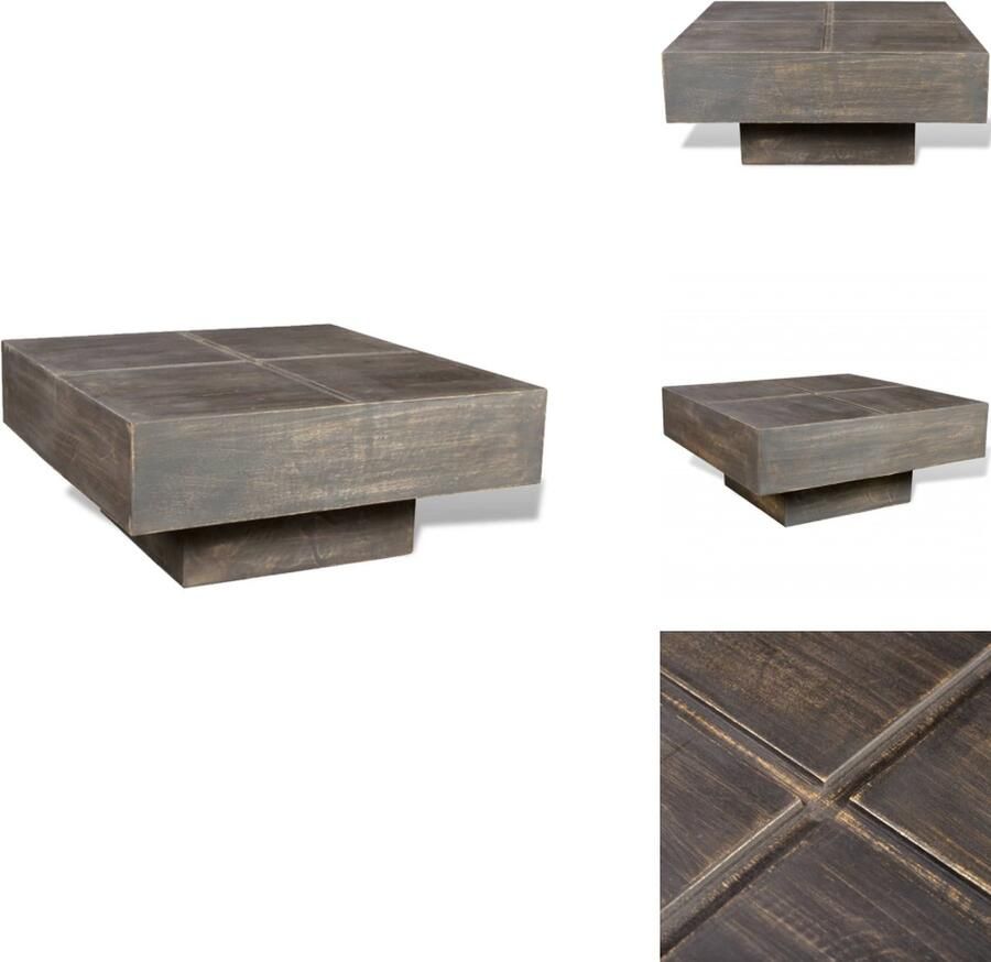 VidaXL Salontafel Salon Tafel Salon Tafels Salontafel vierkant massief mangohout donkerbruin