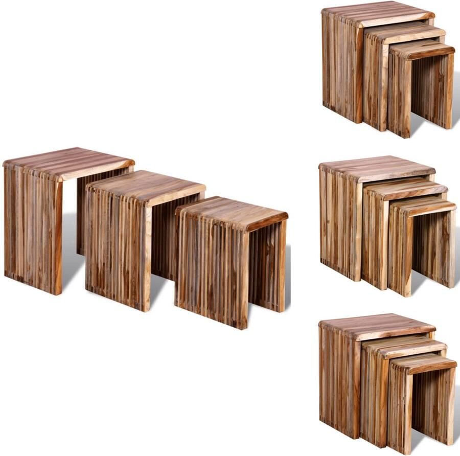 VidaXL Salontafel Salon Tafel Salon Tafels Tafeltjesset gerecycled teakhout 3-delig