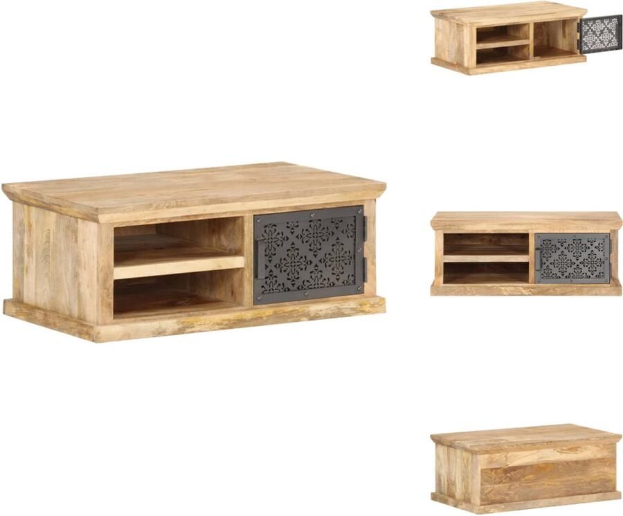 VidaXL Salontafel Salontafels Banktafel Banktafels Salontafel met deur 90x50x35 cm massief mangohout