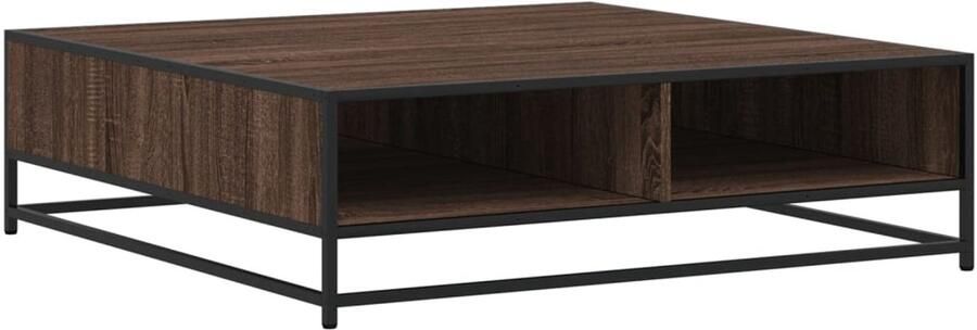 VidaXL Salontafel 100x100x30 cm bewerkt hout en metaal bruin eiken Salontafel Houten Salontafel Metalen Salontafel Industrieel Design Bruine Salontafel - Foto 2