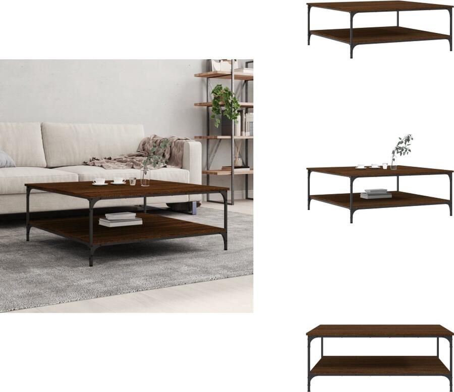 VidaXL Salontafel Salontafels Bijzettafel Banktafel -Salontafel-100x100x40-cm-bewerkt-hout-bruin-eikenkleur - Foto 2