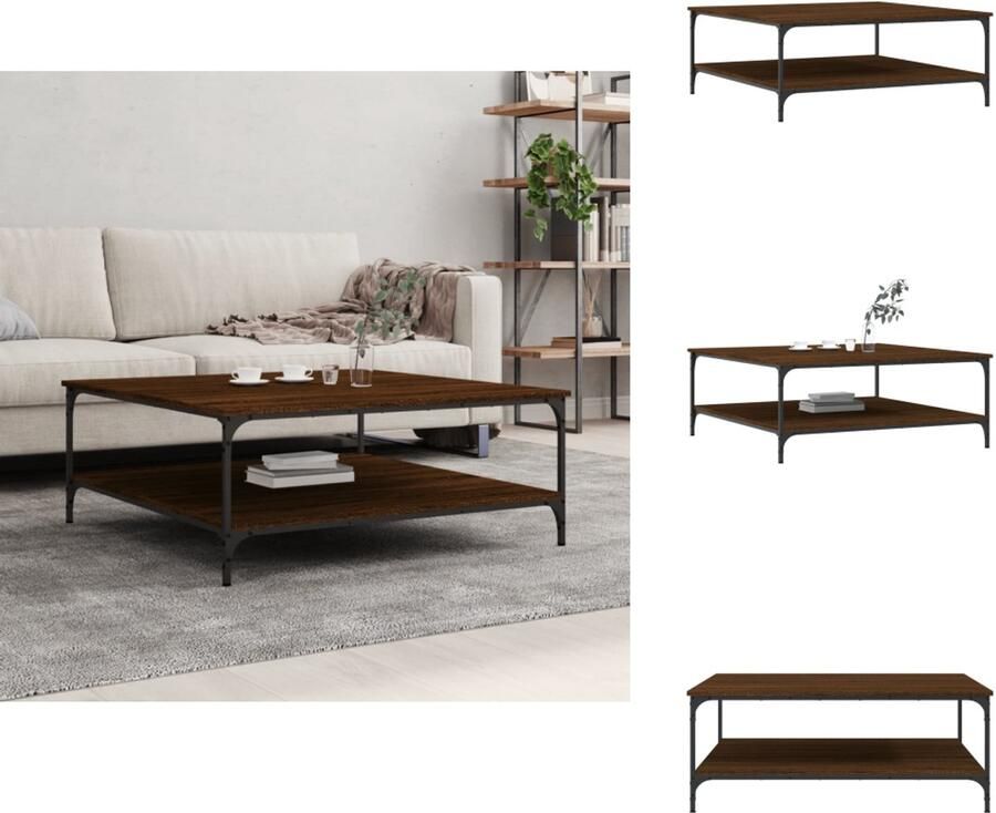 VidaXL Salontafel Salontafels Bijzettafel Banktafel -Salontafel-100x100x40-cm-bewerkt-hout-bruin-eikenkleur