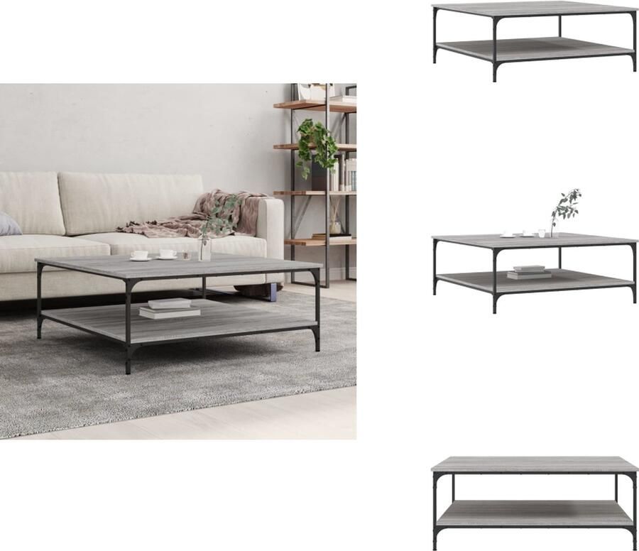 VidaXL Salontafel Salontafels Bijzettafel Banktafel -Salontafel-100x100x40-cm-bewerkt-hout-grijs-sonoma-eikenkleurig - Foto 2
