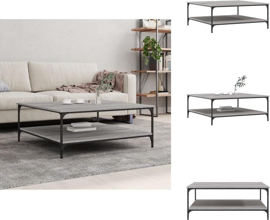 VidaXL -Salontafel-100x100x40-cm-bewerkt-hout-grijs-sonoma-eikenkleurig - Foto 3