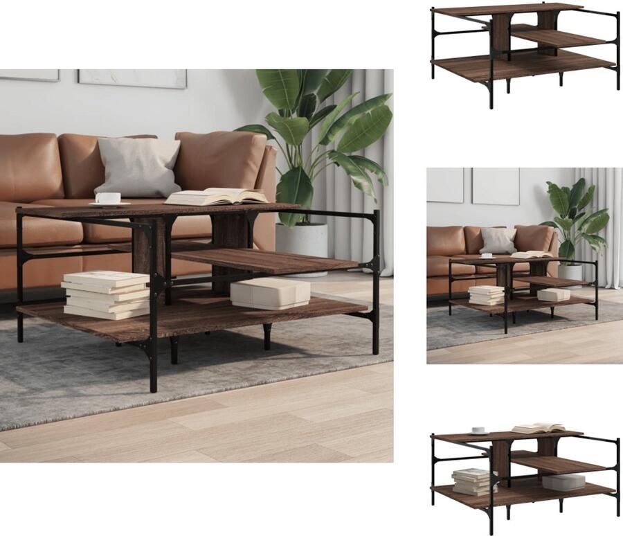 VidaXL Salontafel Salontafels Bijzettafel Banktafel Salontafel 100x100x48 5 cm bewerkt hout bruin eikenkleur
