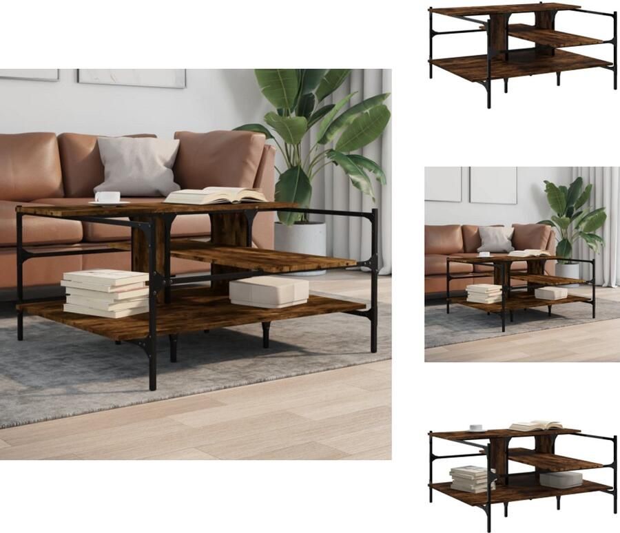 VidaXL Salontafel Salontafels Bijzettafel Banktafel Salontafel 100x100x48 5 cm bewerkt hout gerookt eikenkleurig