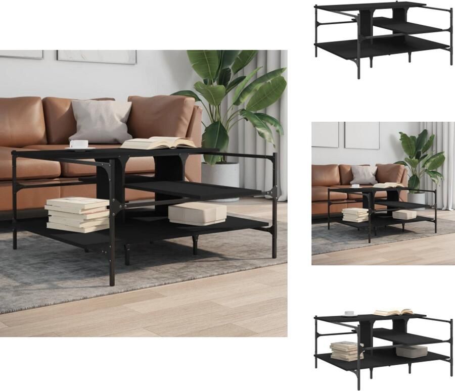 VidaXL Salontafel Salontafels Bijzettafel Banktafel Salontafel 100x100x48 5 cm bewerkt hout zwart