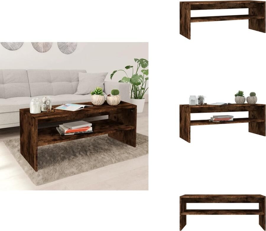 VidaXL Salontafel Salontafels Bijzettafel Banktafel Salontafel 100x40x40 cm bewerkt hout gerookt eikenkleurig