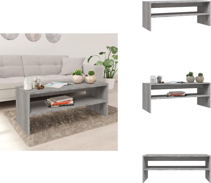 VidaXL Salontafel Salontafels Bijzettafel Banktafel Salontafel 100x40x40 cm bewerkt hout grijs sonoma eikenkleurig