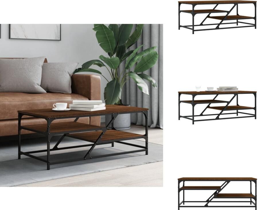 VidaXL Salontafel Salontafels Bijzettafel Banktafel Salontafel 100x49x40 cm bewerkt hout bruin eikenkleur