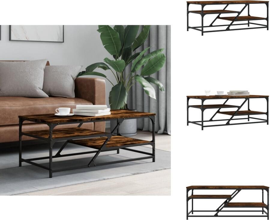 VidaXL Salontafel Salontafels Bijzettafel Banktafel Salontafel 100x49x40 cm bewerkt hout gerookt eikenkleurig