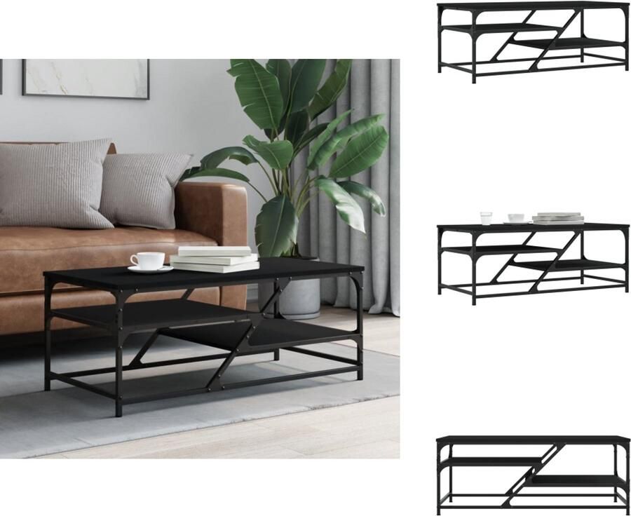 VidaXL Salontafel Salontafels Bijzettafel Banktafel Salontafel 100x49x40 cm bewerkt hout zwart