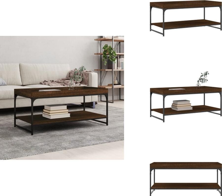 VidaXL Salontafel Salontafels Bijzettafel Banktafel -Salontafel-100x49x45-cm-bewerkt-hout-bruin-eikenkleur