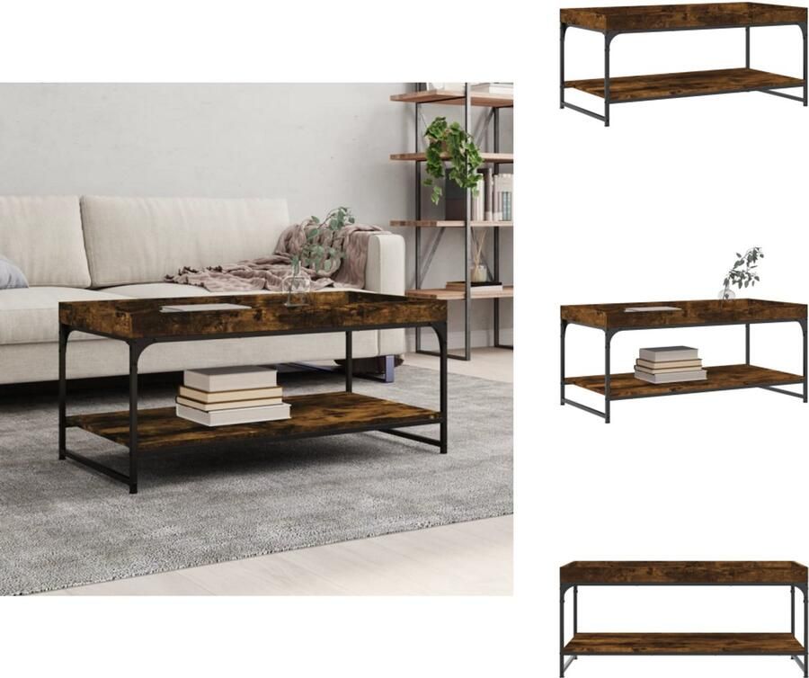 VidaXL Salontafel Salontafels Bijzettafel Banktafel -Salontafel-100x49x45-cm-bewerkt-hout-gerookt-eikenkleurig