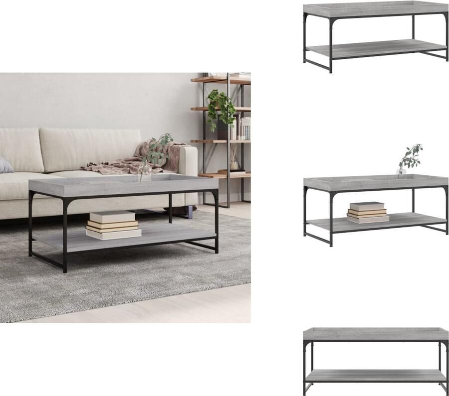 VidaXL Salontafel Salontafels Bijzettafel Banktafel -Salontafel-100x49x45-cm-bewerkt-hout-grijs-sonoma-eikenkleurig - Foto 2