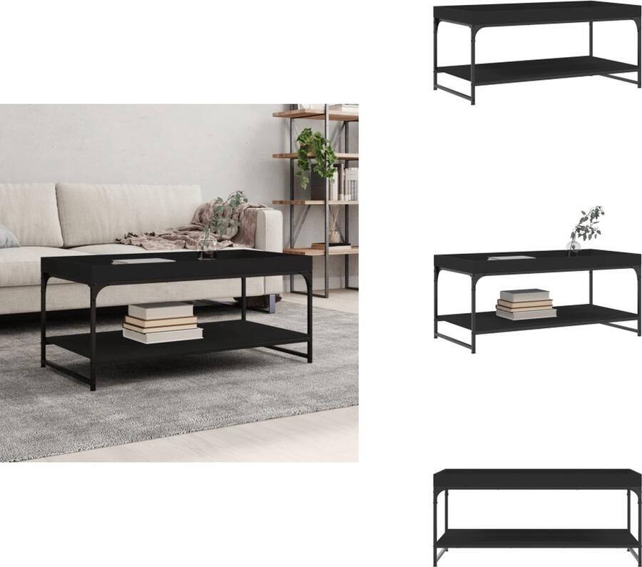 VidaXL Salontafel Salontafels Bijzettafel Banktafel -Salontafel-100x49x45-cm-bewerkt-hout-zwart