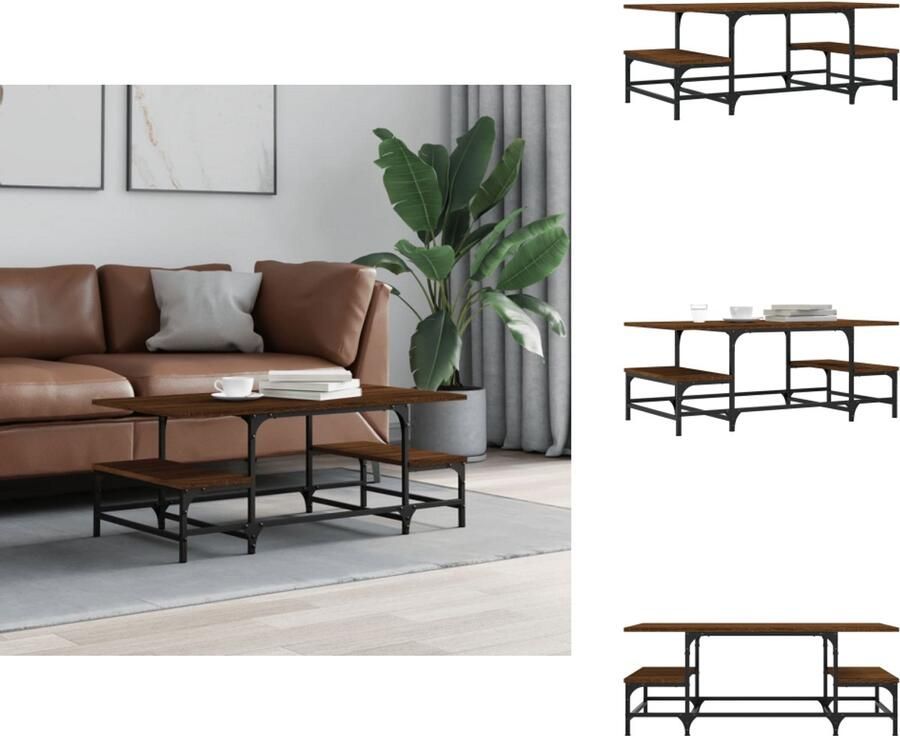 VidaXL Salontafel Salontafels Bijzettafel Banktafel Salontafel 100x50 5x40 cm bewerkt hout bruin eikenkleur