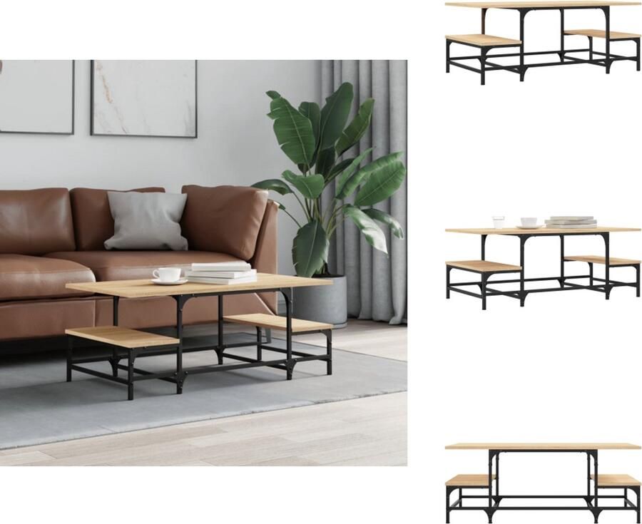 VidaXL Salontafel Salontafels Bijzettafel Banktafel Salontafel 100x50 5x40 cm bewerkt hout sonoma eikenkleurig