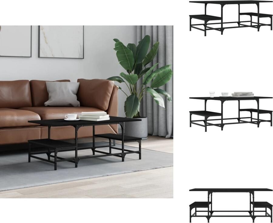 VidaXL Salontafel Salontafels Bijzettafel Banktafel Salontafel 100x50 5x40 cm bewerkt hout zwart