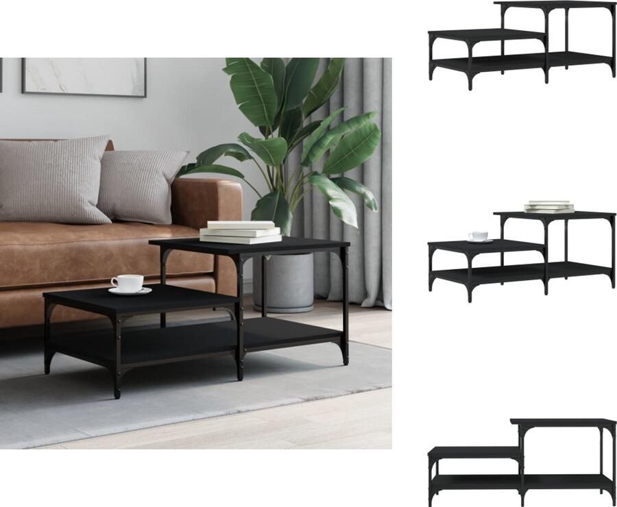 VidaXL Salontafel Salontafels Bijzettafel Banktafel Salontafel 100x50 5x45 cm bewerkt hout zwart