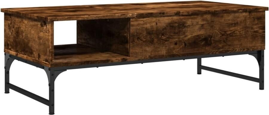VidaXL Salontafel 100x50x35 cm bewerkt hout en metaal gerookt eiken Salontafel Salontafels Bijzettafel Banktafel