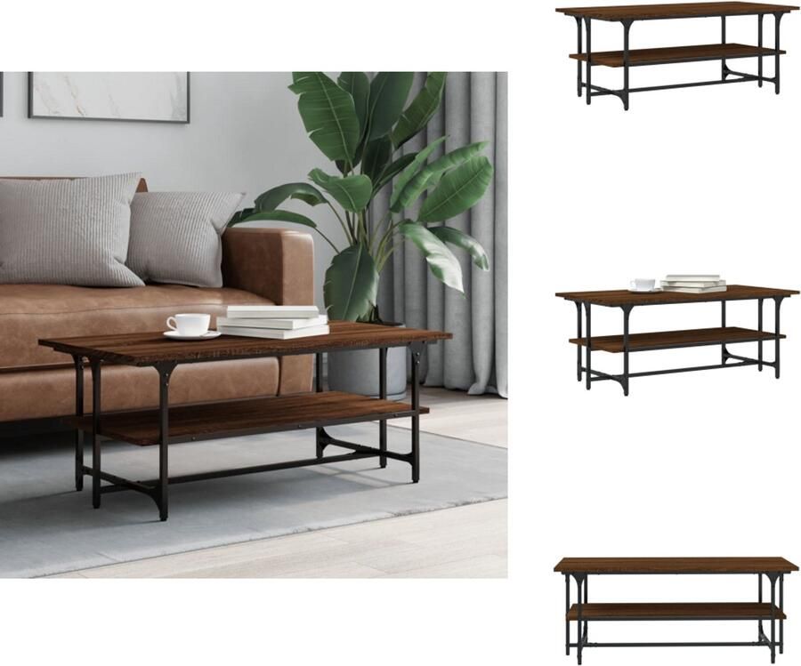 VidaXL -Salontafel-100x50x40-cm-bewerkt-hout-bruineiken - Foto 2