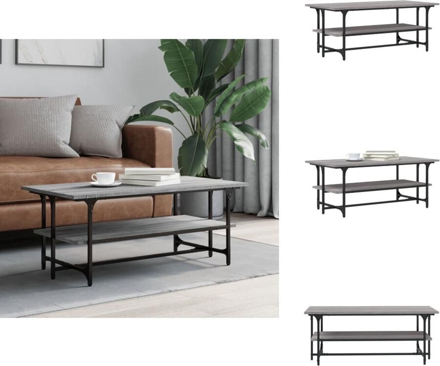VidaXL Salontafel Salontafels Bijzettafel Banktafel Salontafel 100x50x40 cm bewerkt hout grijs sonoma eikenkleurig