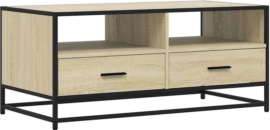 VidaXL Salontafel 100x50x45 cm Hout en Metaal Salontafel Houten Salontafel Industrieel Design Tv Tafels Bijzettafel Opbergruimte Living Room Furniture Meubilair Moderne Salontafel