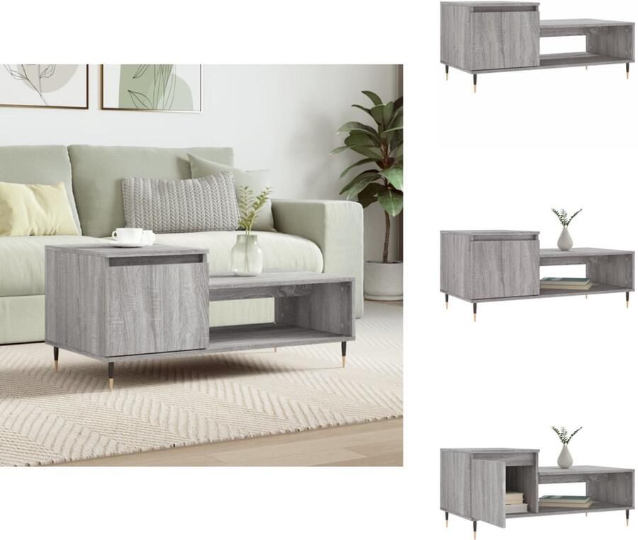 VidaXL Salontafel Salontafels Bijzettafel Banktafel Salontafel 100x50x45 cm bewerkt hout grijs sonoma