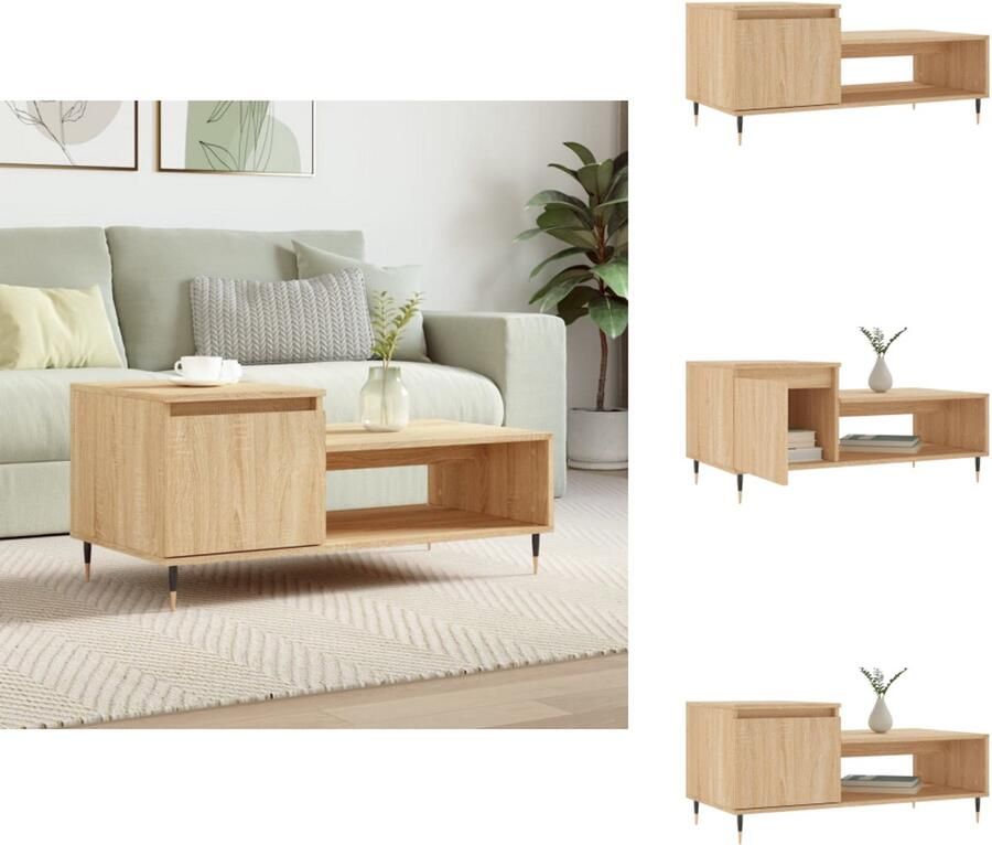 VidaXL Salontafel Salontafels Bijzettafel Banktafel Salontafel 100x50x45 cm bewerkt hout sonoma eikenkleurig