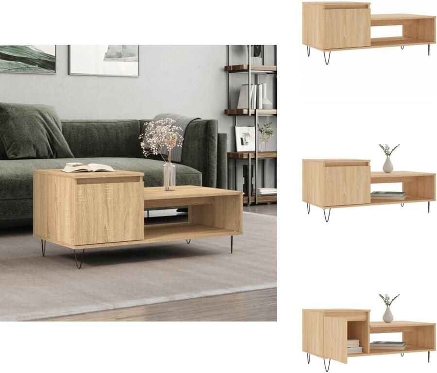 VidaXL Salontafel Salontafels Bijzettafel Banktafel Salontafel 100x50x45 cm bewerkt hout sonoma eikenkleurig