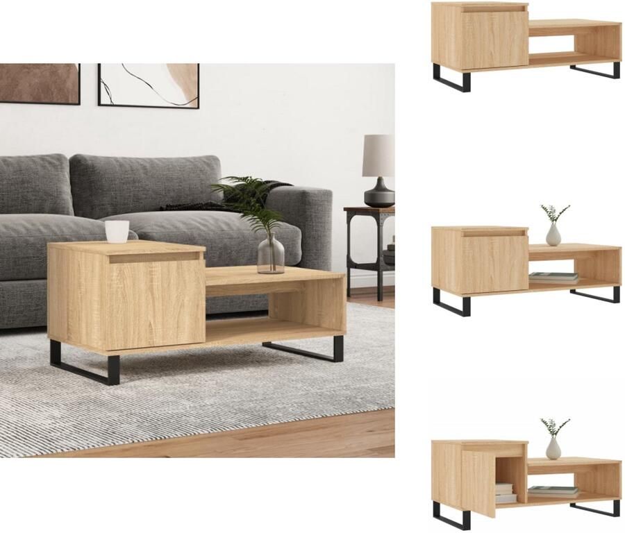 VidaXL Salontafel Salontafels Bijzettafel Banktafel Salontafel 100x50x45 cm bewerkt hout sonoma eikenkleurig