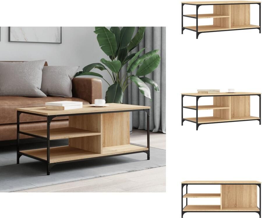 VidaXL Salontafel Salontafels Bijzettafel Banktafel Salontafel 100x50x45 cm bewerkt hout sonoma eikenkleurig - Foto 2