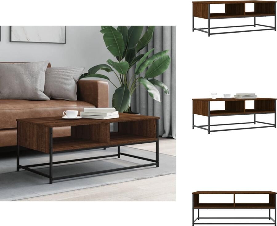 VidaXL Salontafel Salontafels Bijzettafel Banktafel Salontafel 100x51x40 cm bewerkt hout bruin eikenkleur