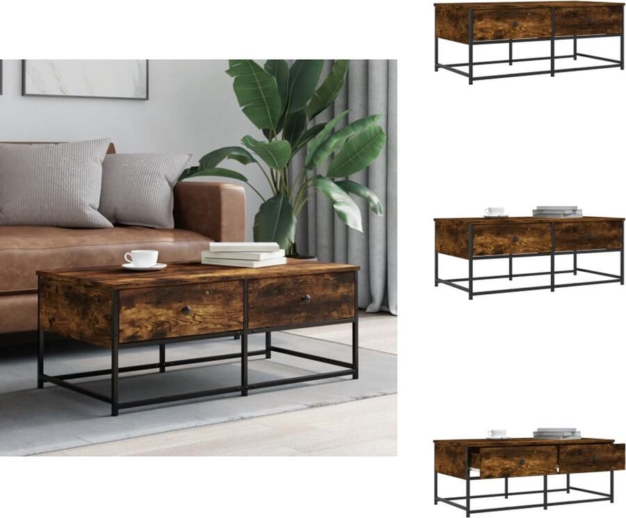 VidaXL Salontafel Salontafels Bijzettafel Banktafel Salontafel 100x51x40 cm bewerkt hout gerookt eikenkleurig