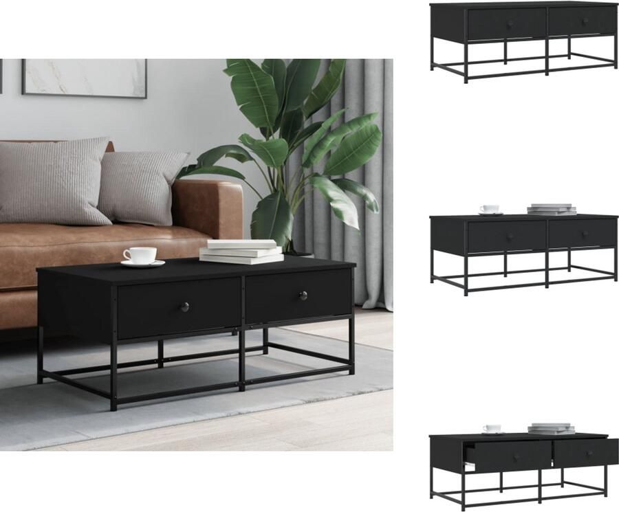 VidaXL Salontafel Bewerkt Hout Zwart 100x51x40 cm Salontafel Zwarte Salontafel Houten Salontafel Metalen Salontafel Trendige Salontafel - Foto 2