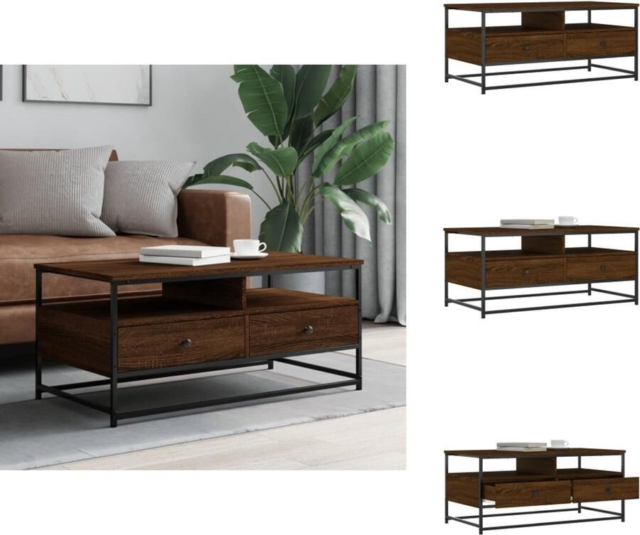 VidaXL Salontafel Salontafels Bijzettafel Banktafel Salontafel 100x51x45 cm bewerkt hout bruin eikenkleur