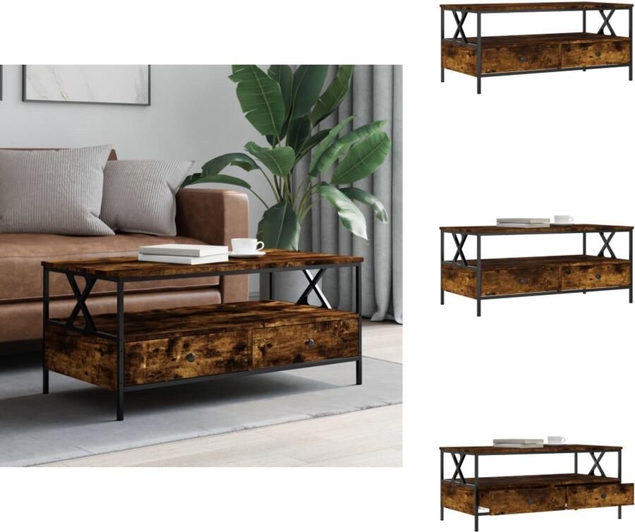 VidaXL Salontafel Salontafels Bijzettafel Banktafel Salontafel 100x51x45 cm bewerkt hout gerookt eikenkleurig