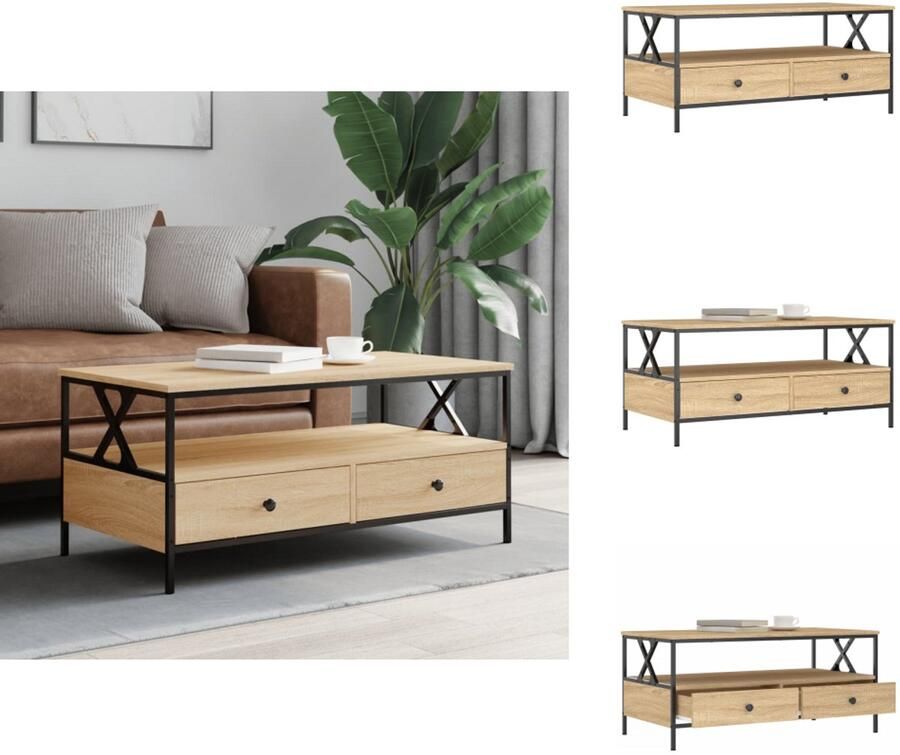 VidaXL Salontafel Salontafels Bijzettafel Banktafel Salontafel 100x51x45 cm bewerkt hout sonoma eikenkleurig