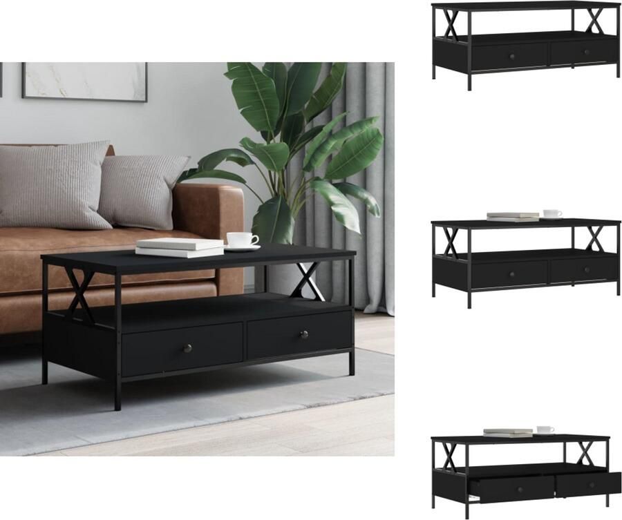 VidaXL Salontafel Salontafels Bijzettafel Banktafel Salontafel 100x51x45 cm bewerkt hout zwart