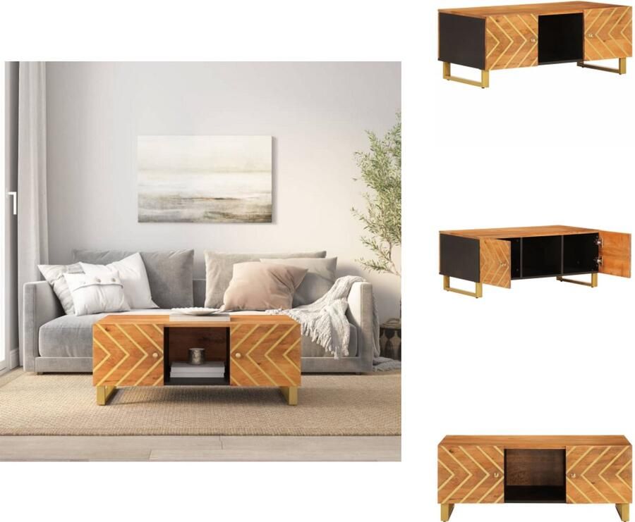 VidaXL Salontafel Salontafels Bijzettafel Banktafel Salontafel 100x54x40 cm massief mangohout bruin en zwart