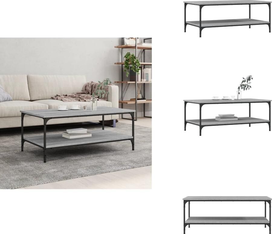 VidaXL Salontafel Salontafels Bijzettafel Banktafel -Salontafel-100x55x40-cm-bewerkt-hout-grijs-sonoma-eikenkleurig - Foto 2