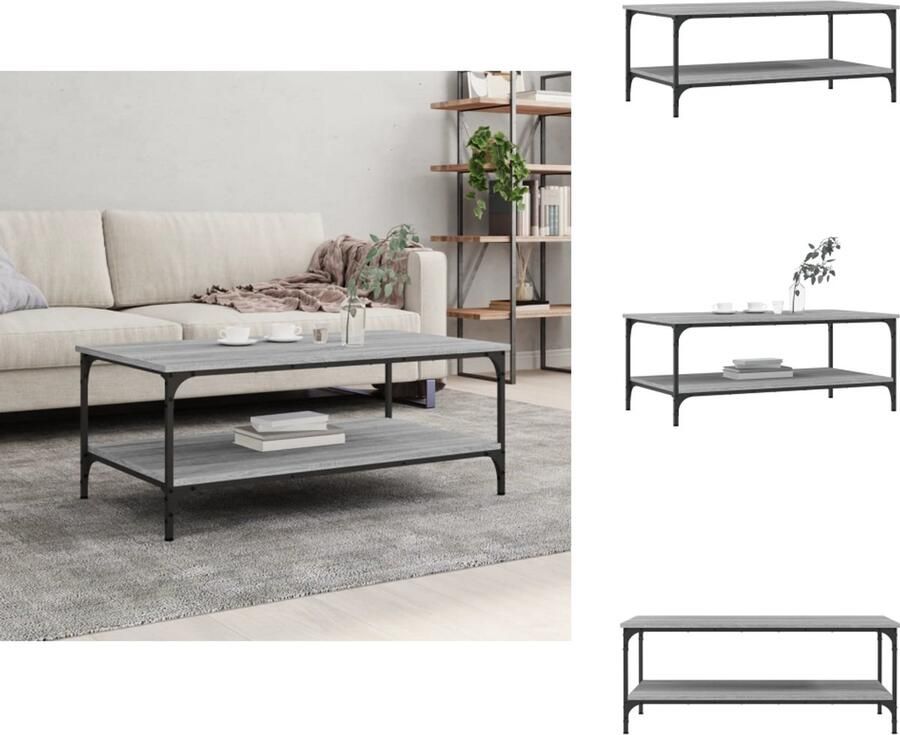 VidaXL Salontafel Salontafels Bijzettafel Banktafel -Salontafel-100x55x40-cm-bewerkt-hout-grijs-sonoma-eikenkleurig