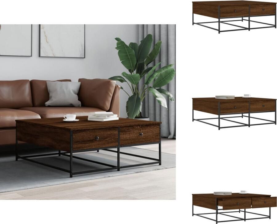 VidaXL Salontafel Salontafels Bijzettafel Banktafel Salontafel 100x99x40 cm bewerkt hout bruin eikenkleur