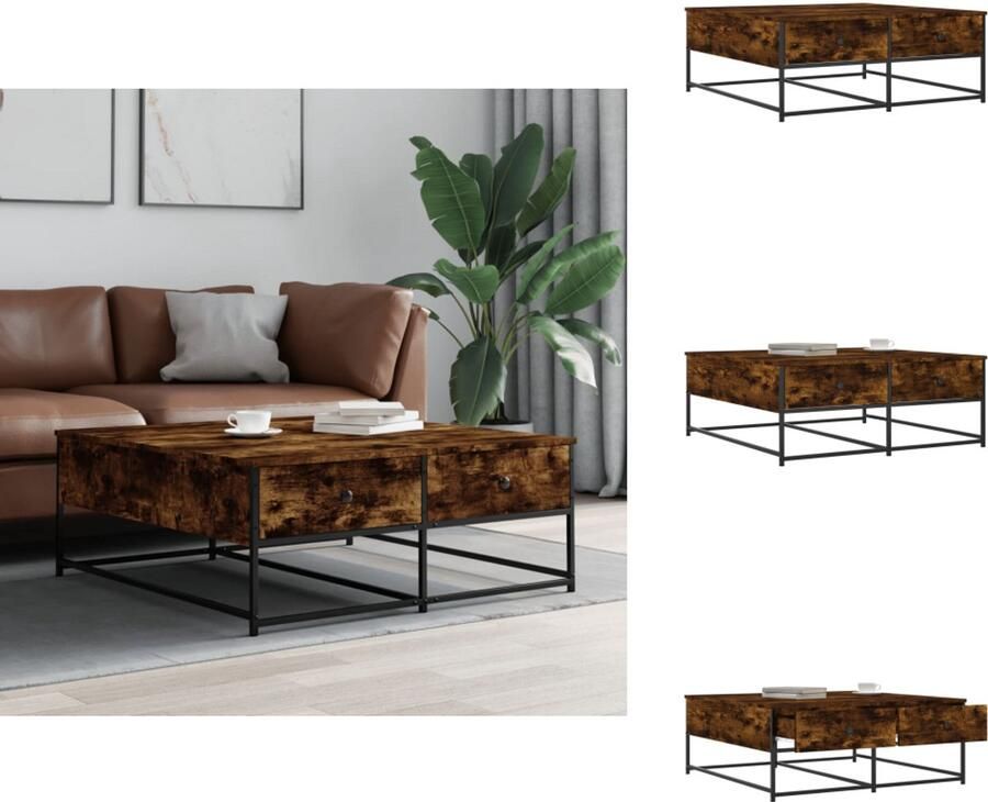 VidaXL -Salontafel-100x99x40-cm-bewerkt-hout-gerookt-eikenkleurig - Foto 2