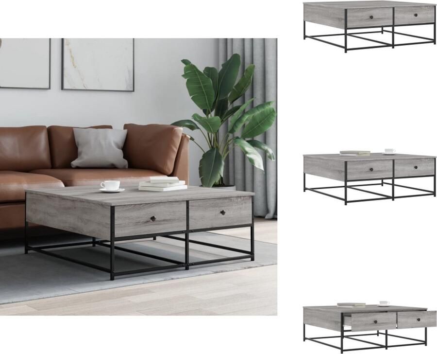 VidaXL Salontafel Salontafels Bijzettafel Banktafel Salontafel 100x99x40 cm bewerkt hout grijs sonoma