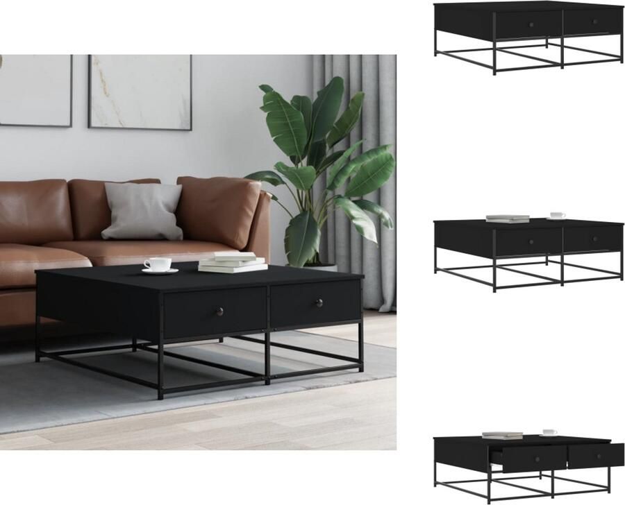 VidaXL -Salontafel-100x99x40-cm-bewerkt-hout-zwart - Foto 4