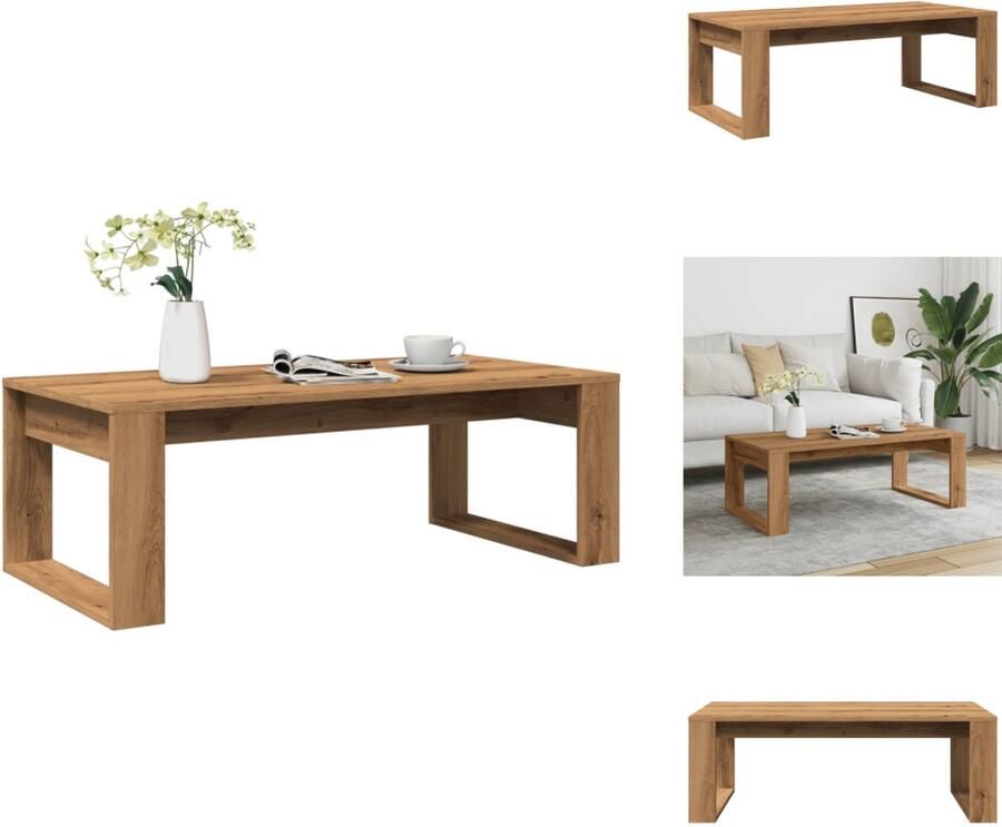 VidaXL Salontafel 102x50x35 cm bewerkt hout artisanaal eikenkleurig - Foto 4